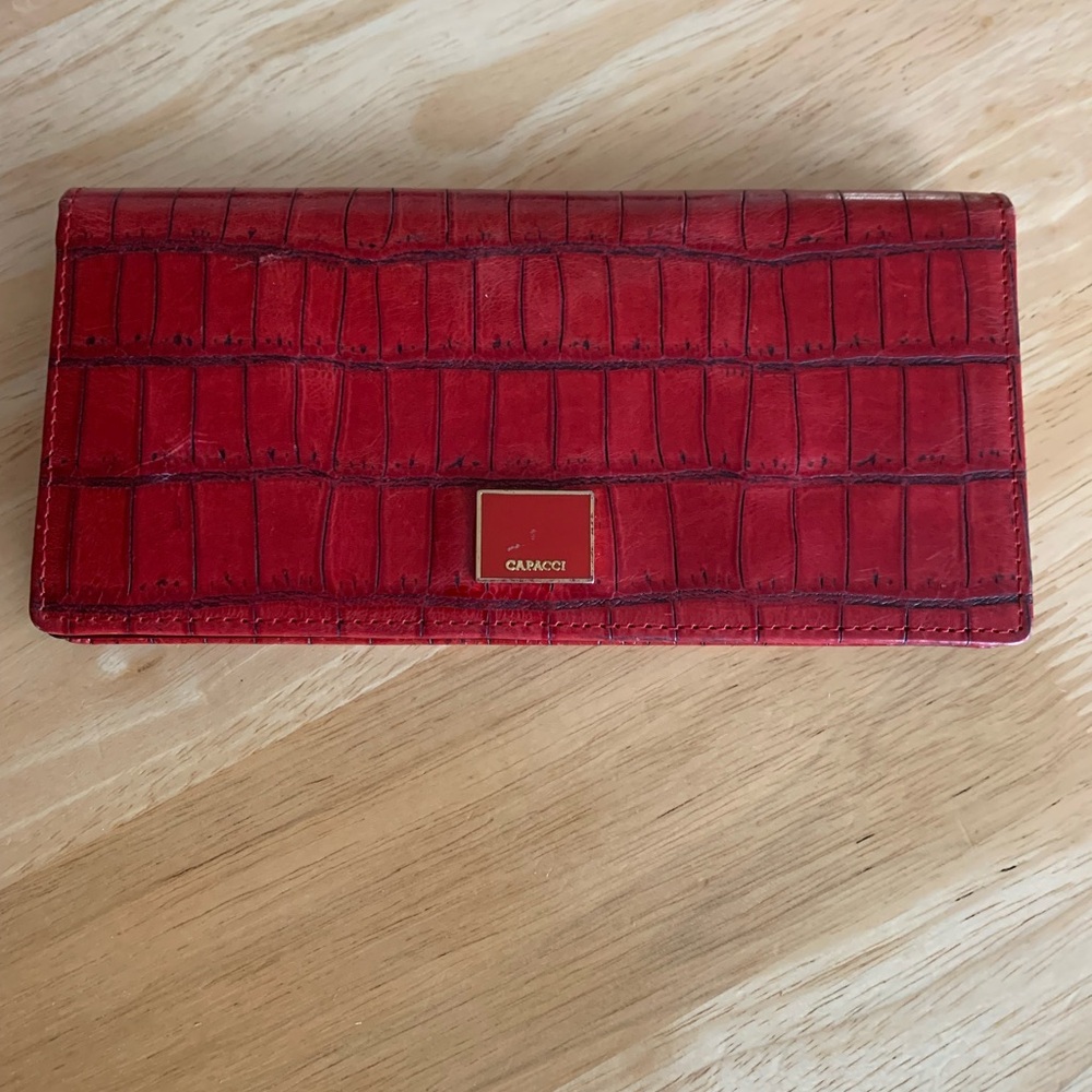 Luxurious Red Crocodile-Embossed Wallet